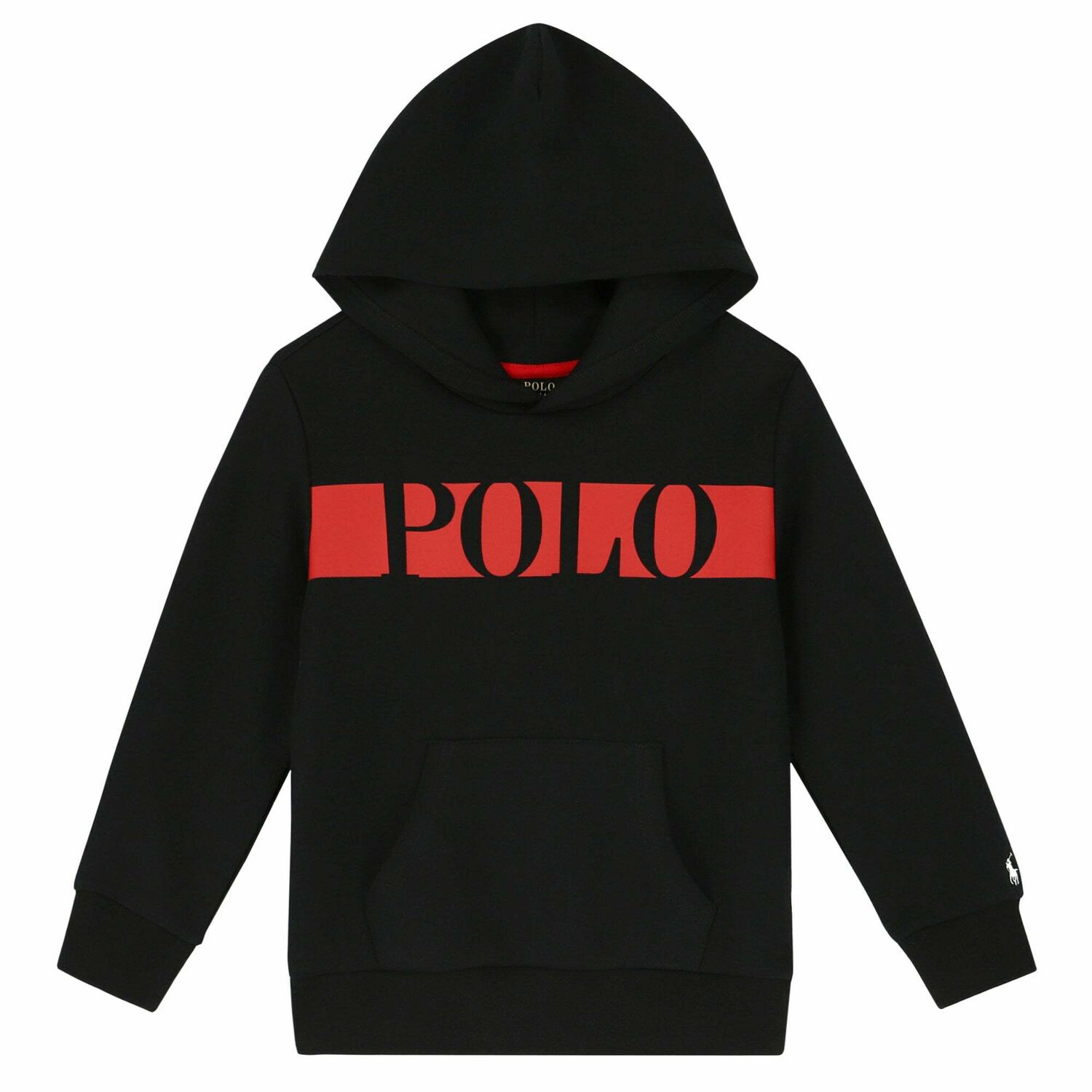 Boys Black Logo Hooded Top, 1, hi-res image number null
