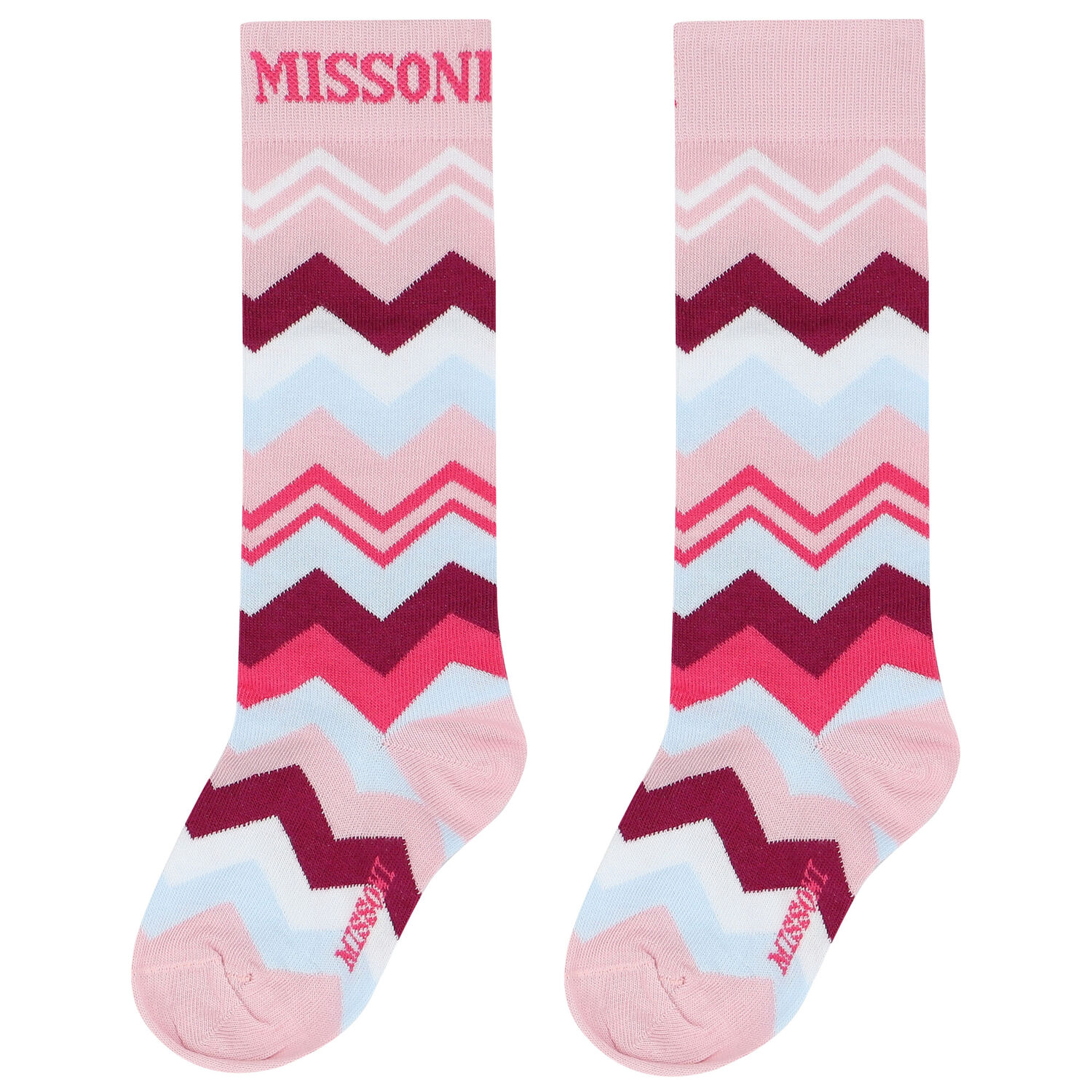 Girls Pink & Purple Logo Zigzag Socks, 2, hi-res