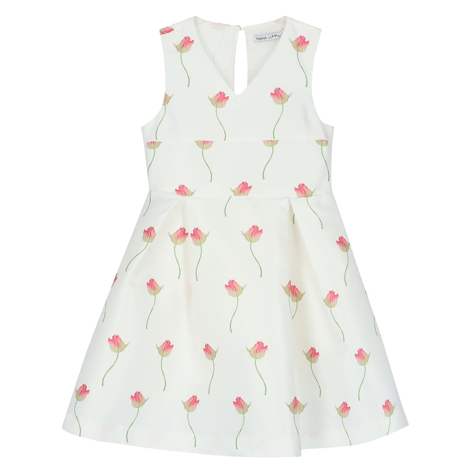Girls White & Pink Floral Dress, 1, hi-res