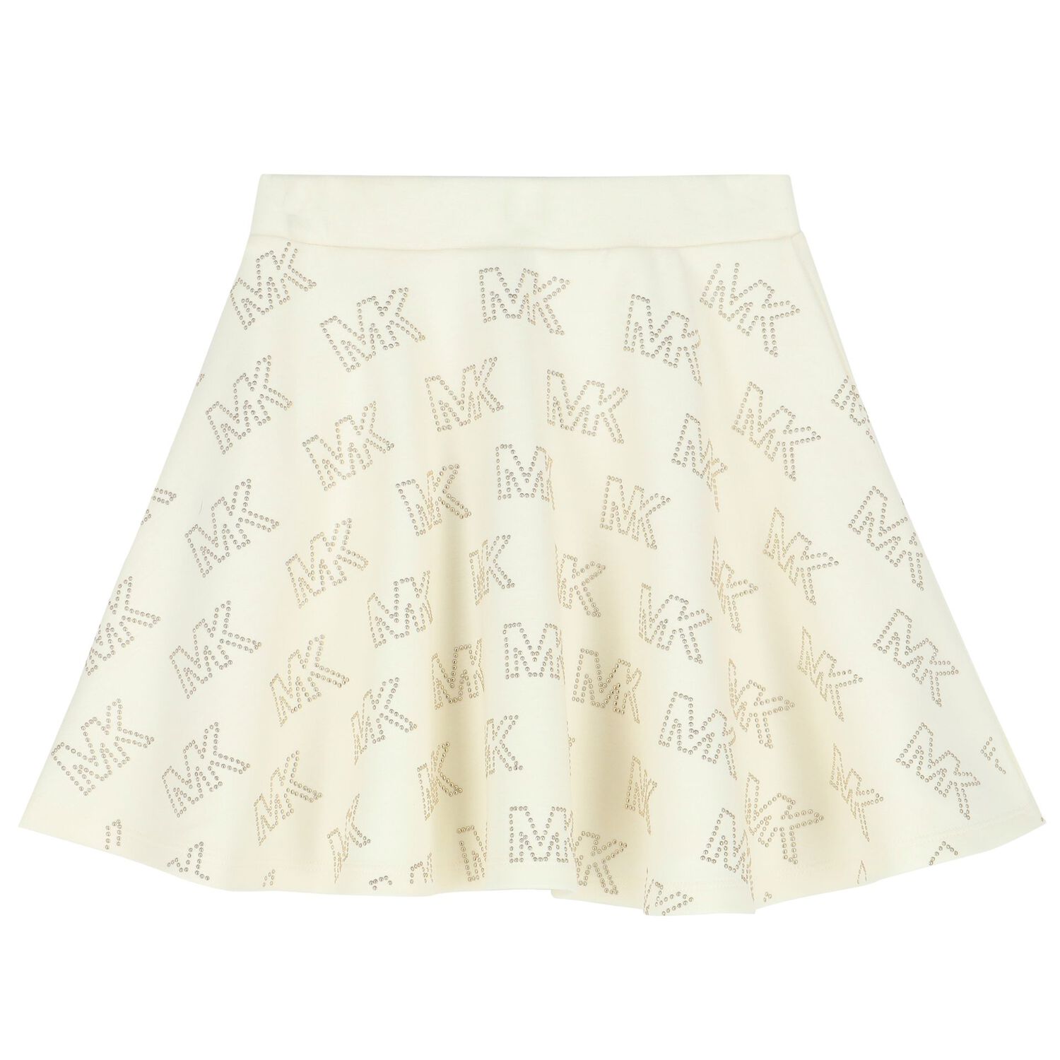 Girls Ivory & Gold Studded Logo Skirt, 1, hi-res image number null