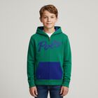 Boys Green Logo Zip Up Top, 1, hi-res