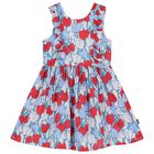 Girls Red & White Floral Dress, 1, hi-res