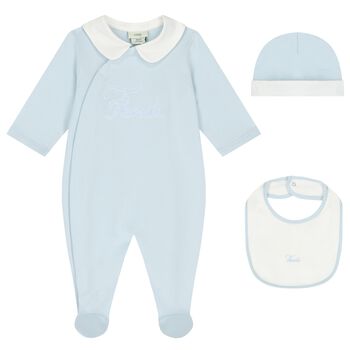 Baby Boys Blue Logo Babygrow Gift Set