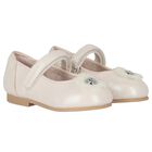 Younger Girls Ivory Diamante Flower Shoes, 3, hi-res