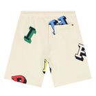 Boys Beige Logo Shorts Set, 1, hi-res