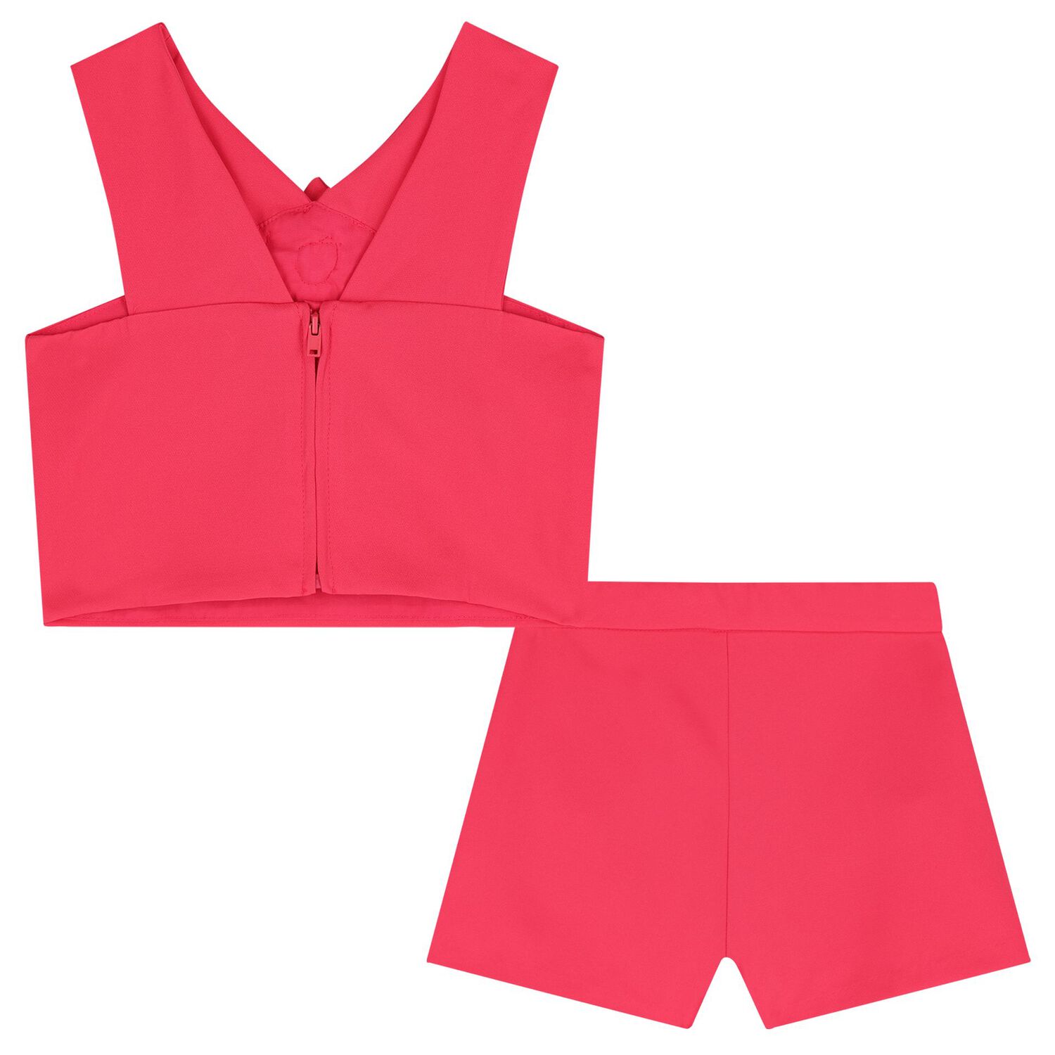Girls Pink Crepe Flower Shorts Set, 1, hi-res