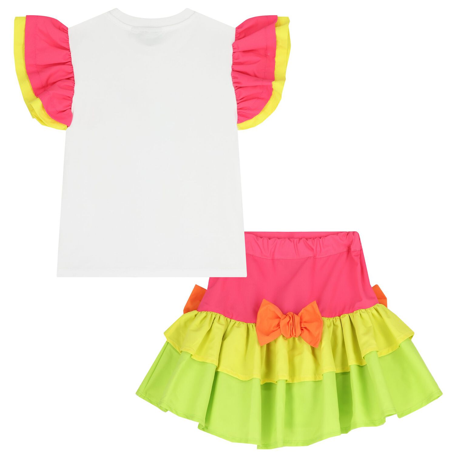 Girls Pink & Green Tiered Skirt Set, 1, hi-res