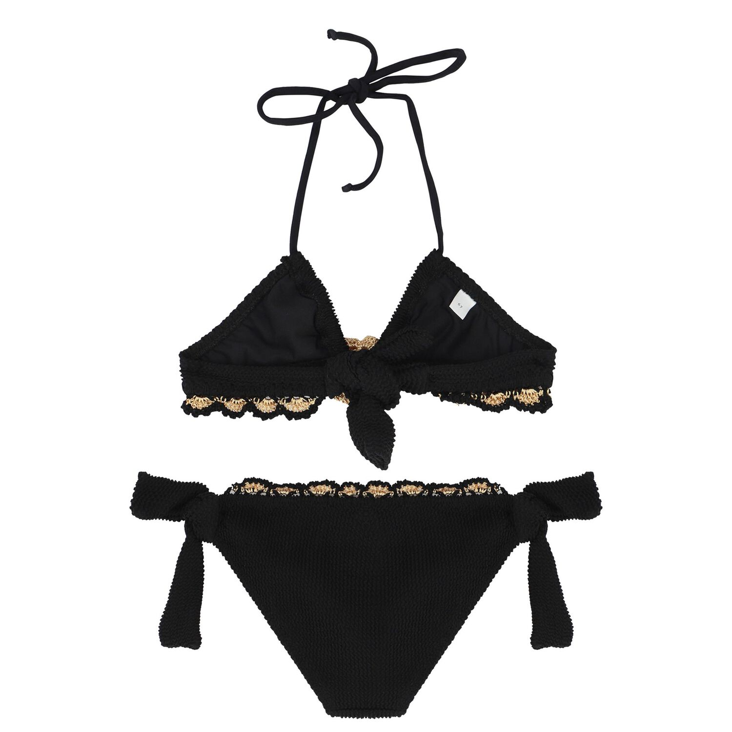 Girls Black & Gold Crochet Bikini, 1, hi-res image number null