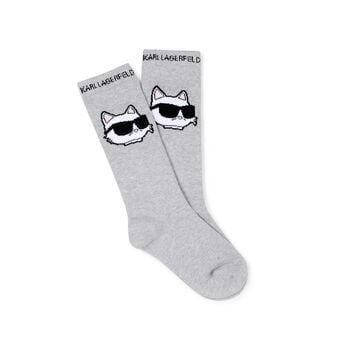 Girls Grey & White Choupette & Logo Socks ( 2 Pack )