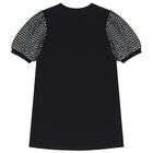 Girls Black Logo Dress, 1, hi-res