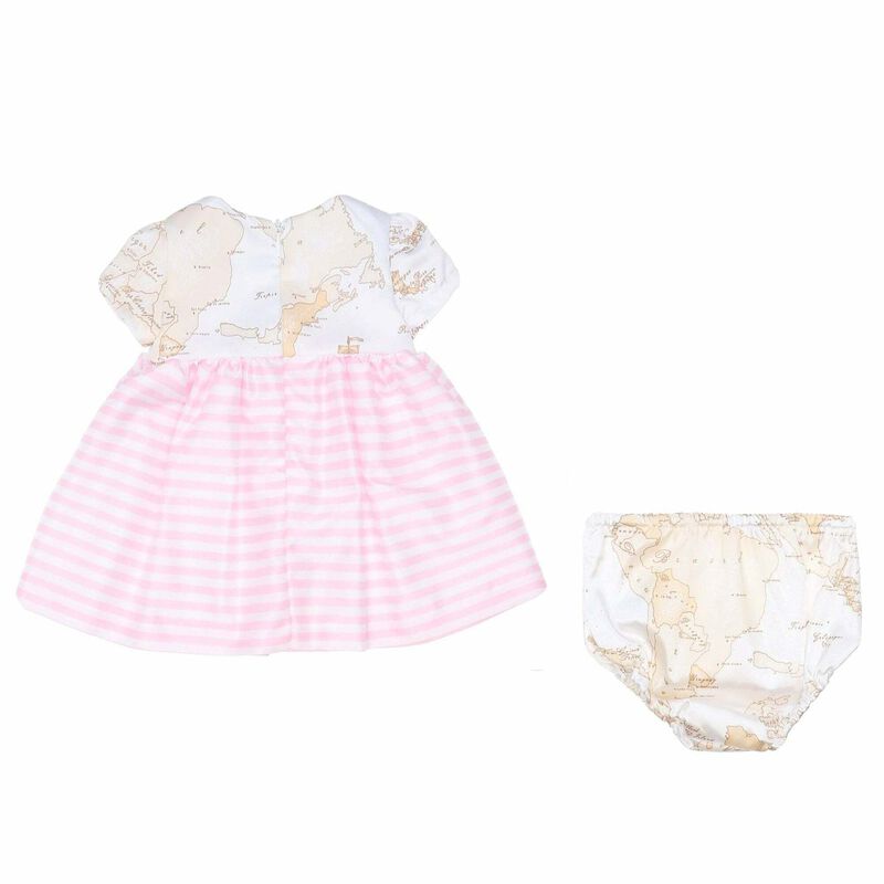 Baby Girls Beige & Pink Geo Map Dress Set, 1, hi-res image number null