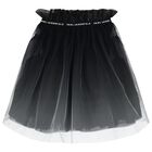 Girls Black Logo Tulle Skirt, 1, hi-res