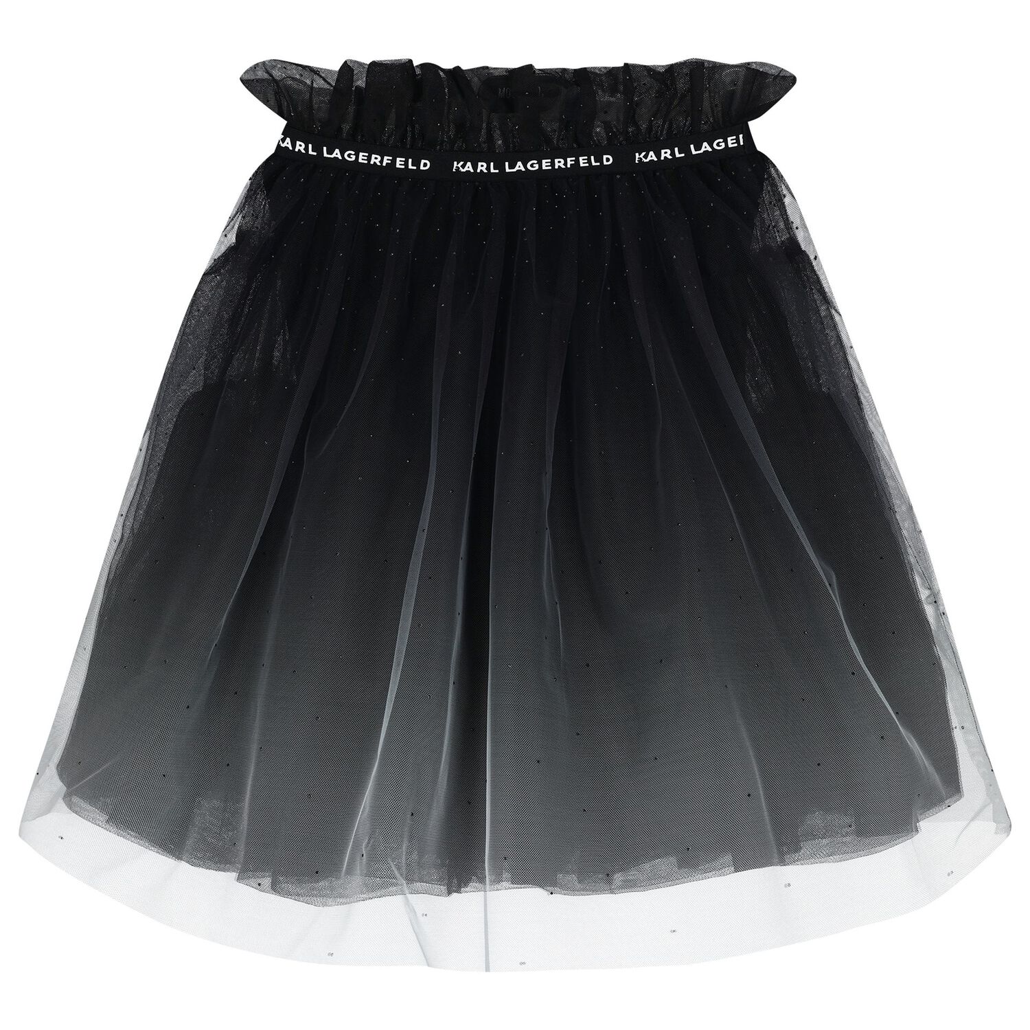 Girls Black Logo Tulle Skirt, 1, hi-res