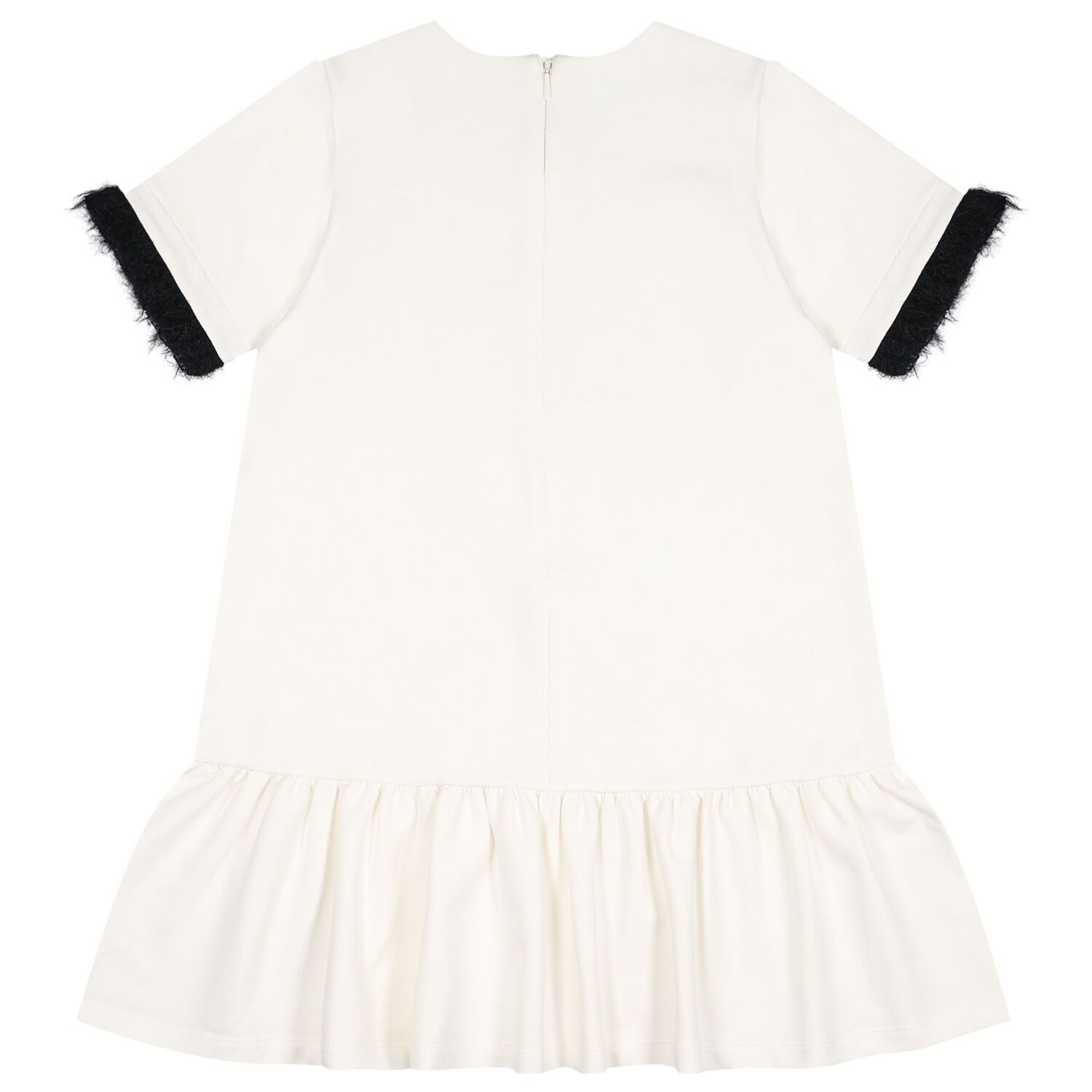 Girls Ivory & Black Logo Dress, 1, hi-res