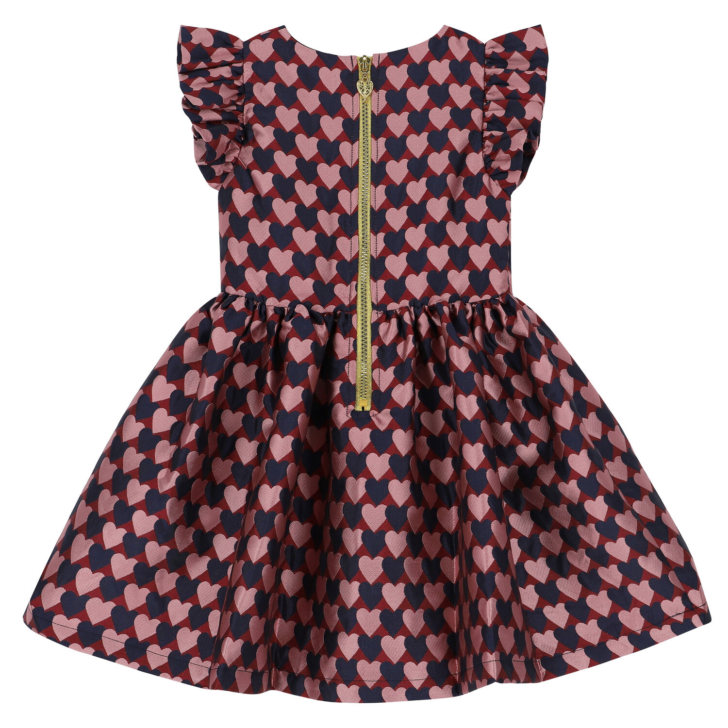 Girls Navy & Pink Heart Dress, 5, hi-res