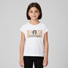 Girls White Logo T-Shirt, 1, hi-res