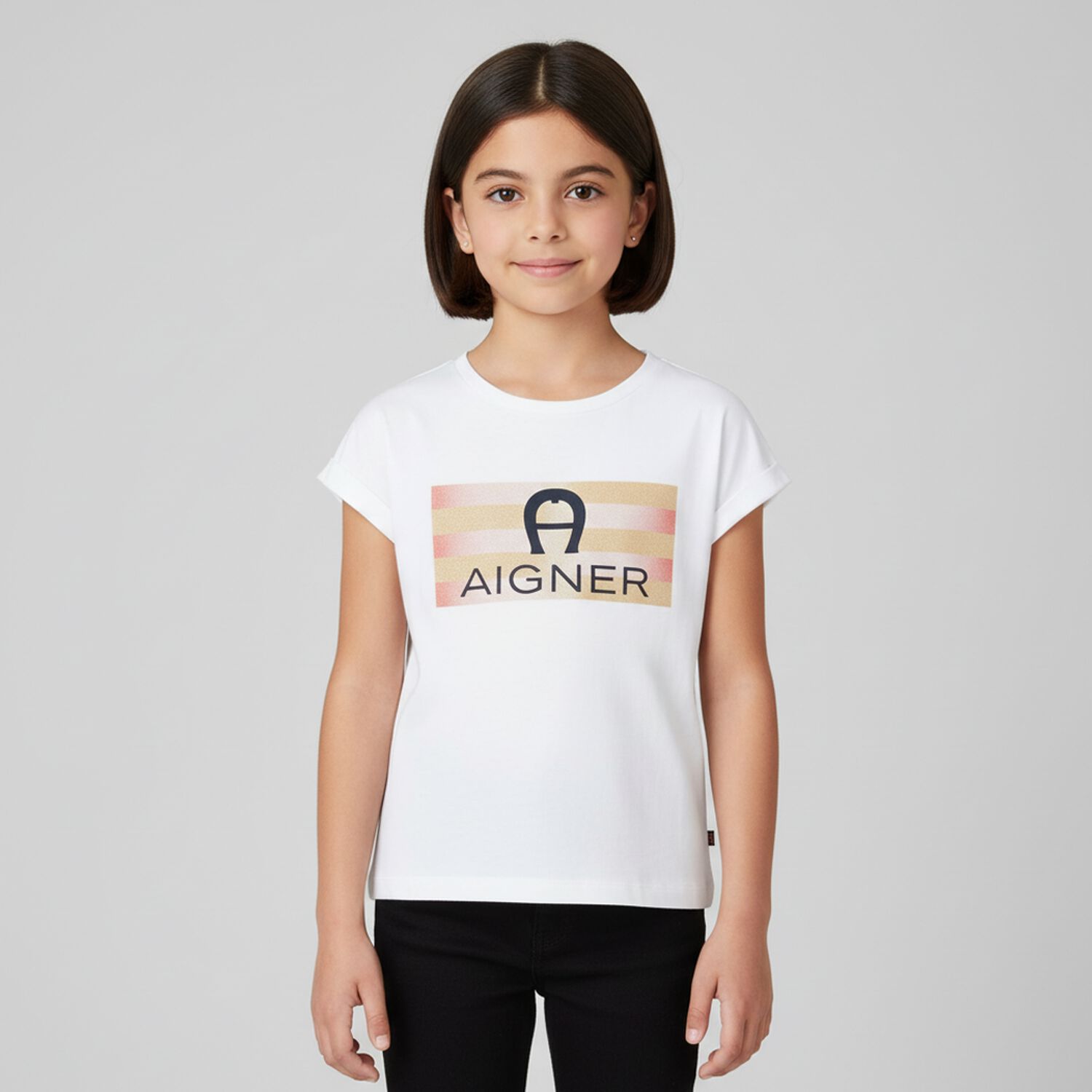 Girls White Logo T-Shirt, 1, hi-res