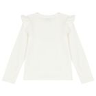 Girls Ivory Teddy Bear Logo Long Sleeve Top, 1, hi-res