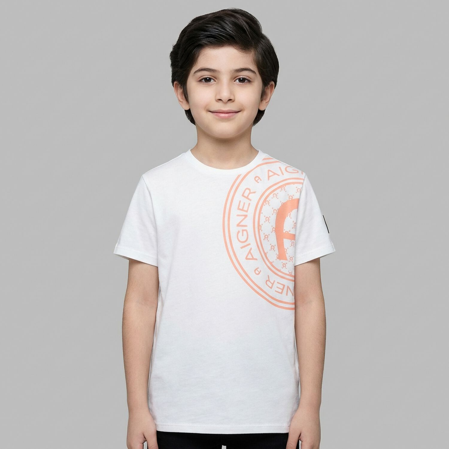 Boys White Logo T-Shirt, 4, hi-res