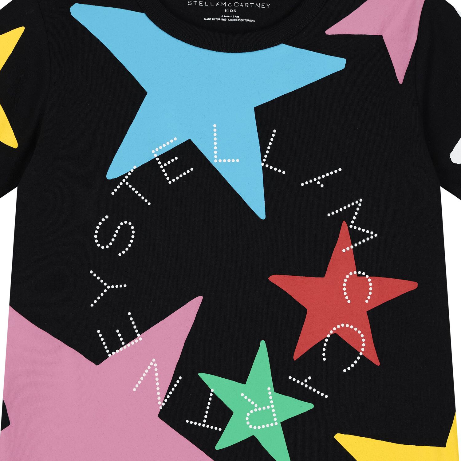 Girls Black Stars Logo T-Shirt, 1, hi-res