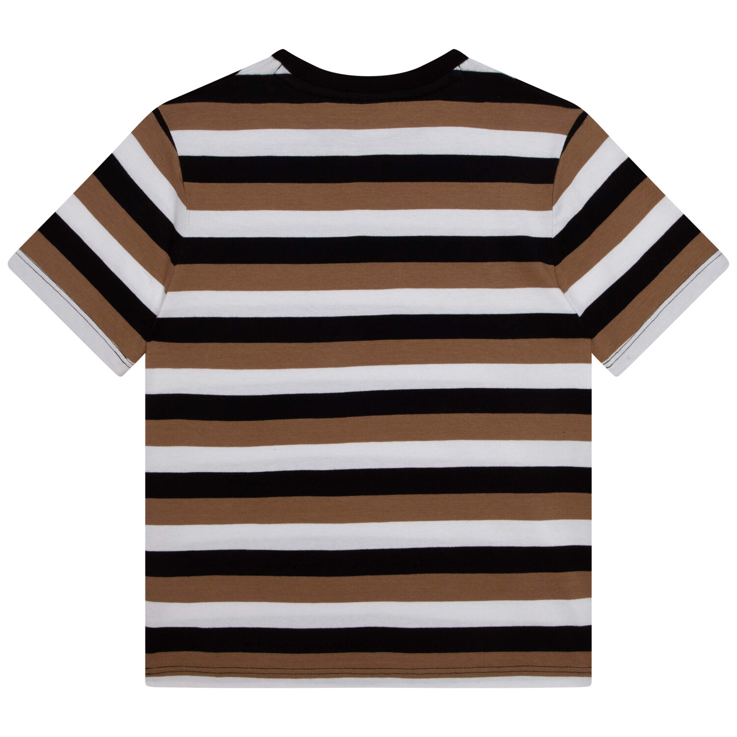 Boys Black, White & Beige Striped Logo T-Shirt, 1, hi-res image number null