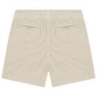 Boys Beige Logo Corduroy Shorts, 1, hi-res
