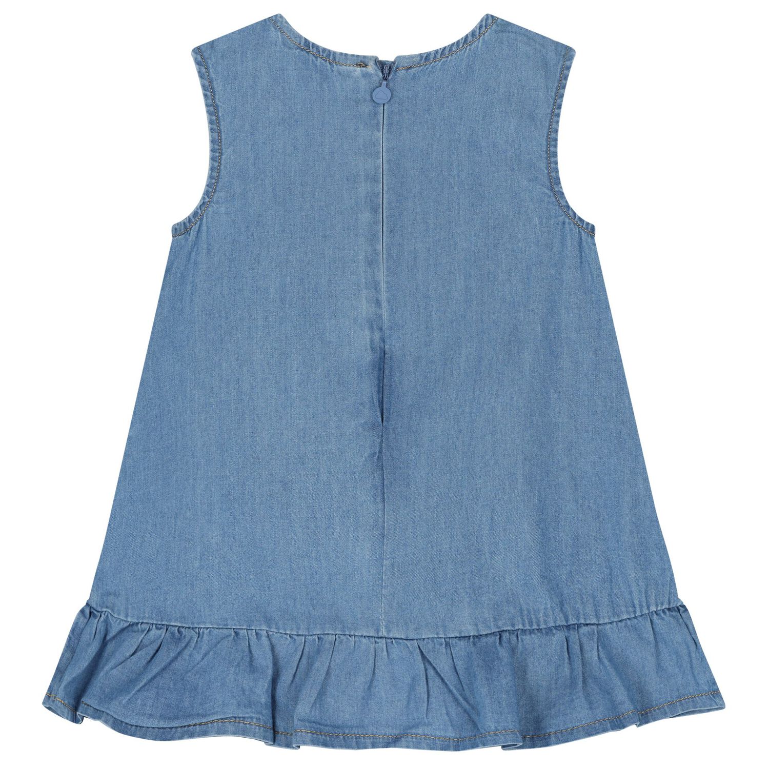 Baby Girls Blue Chambray Bear Dress & Hat Set, 1, hi-res