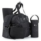 Black Logo Quilted Baby Changing Bag, 1, hi-res
