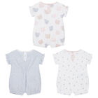 Baby Girls White & Grey Rompers (3 Pack), 1, hi-res