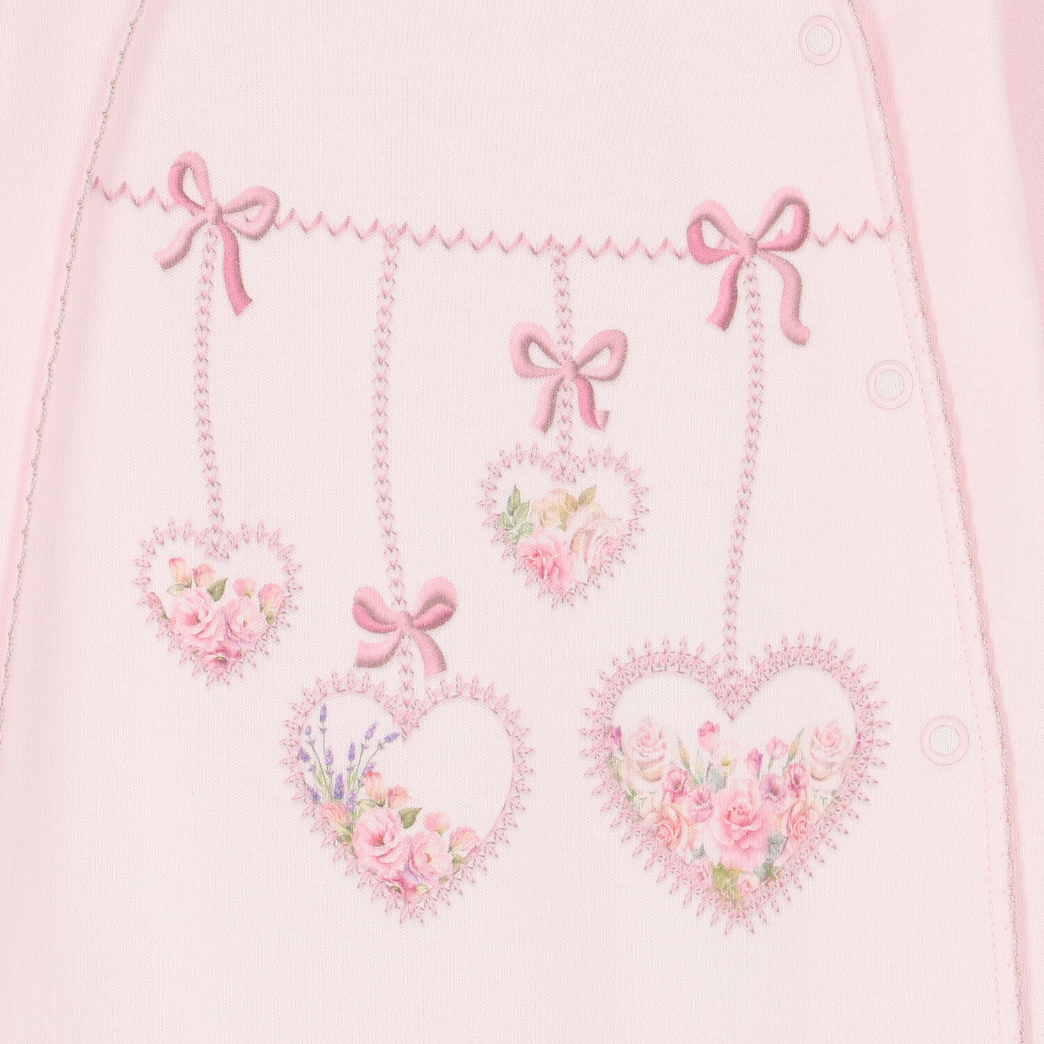 Baby Girls Pink Hearts Babygrow, 1, hi-res