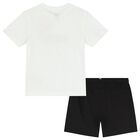 Boys White & Black Logo Shorts Set, 11, hi-res