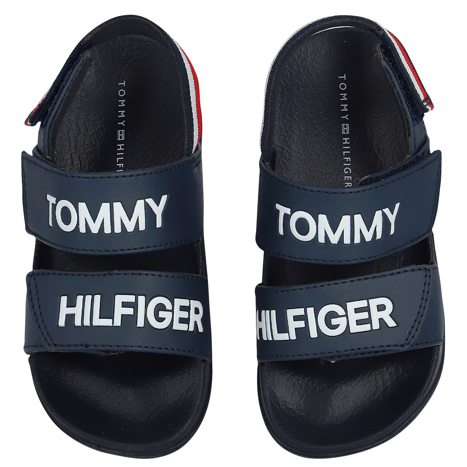 Boys Navy Blue Logo Sandals, 1, hi-res
