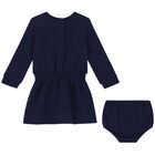 Baby Girls Navy Bear Dress Set, 1, hi-res