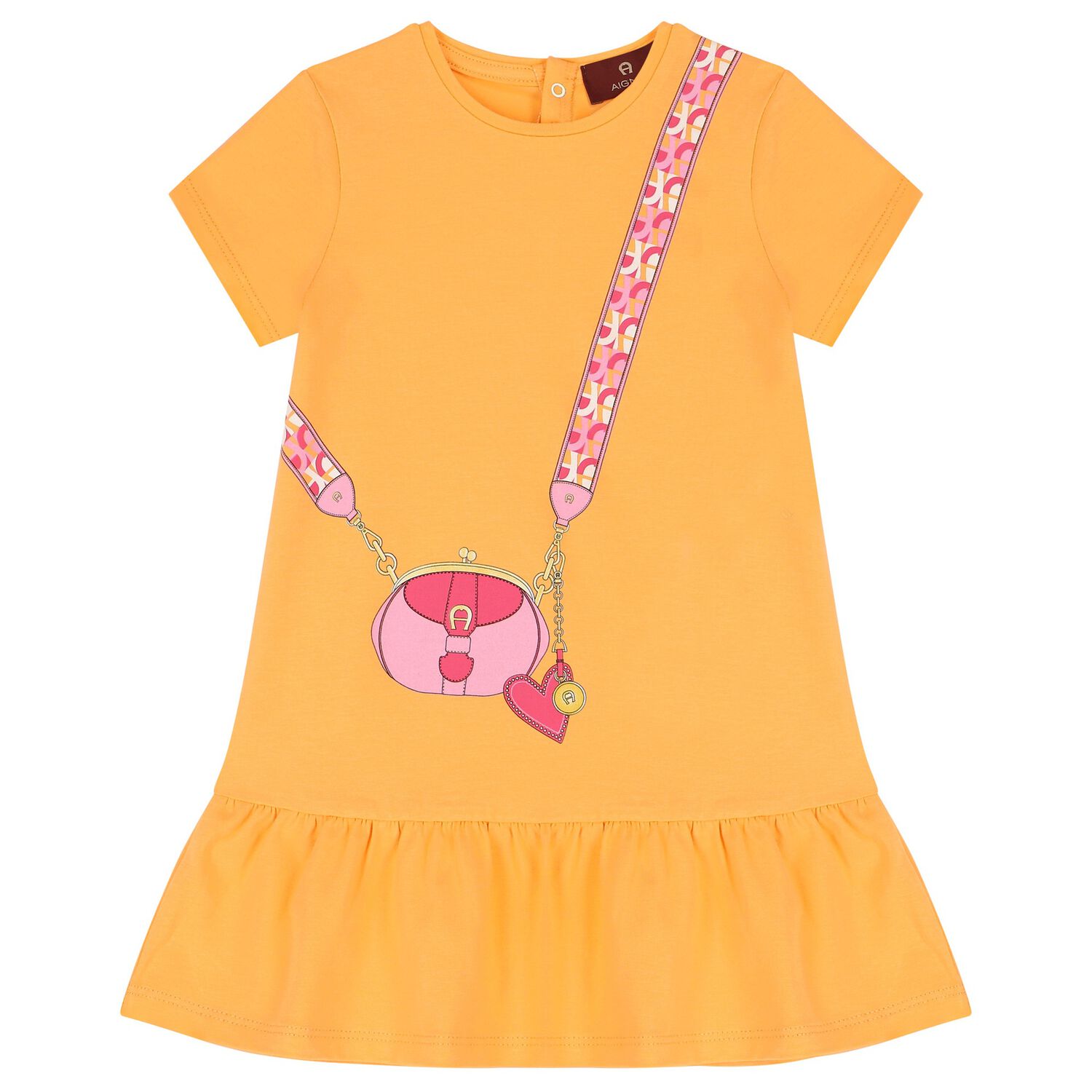 Younger Girls Orange Logo Bag Dress, 1, hi-res