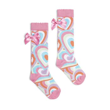 Girls Pink Abstract Heart Cotton Socks