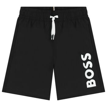 Boys Black Logo Swim Shorts