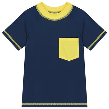 Boys Navy Blue & Yellow Rash Vest