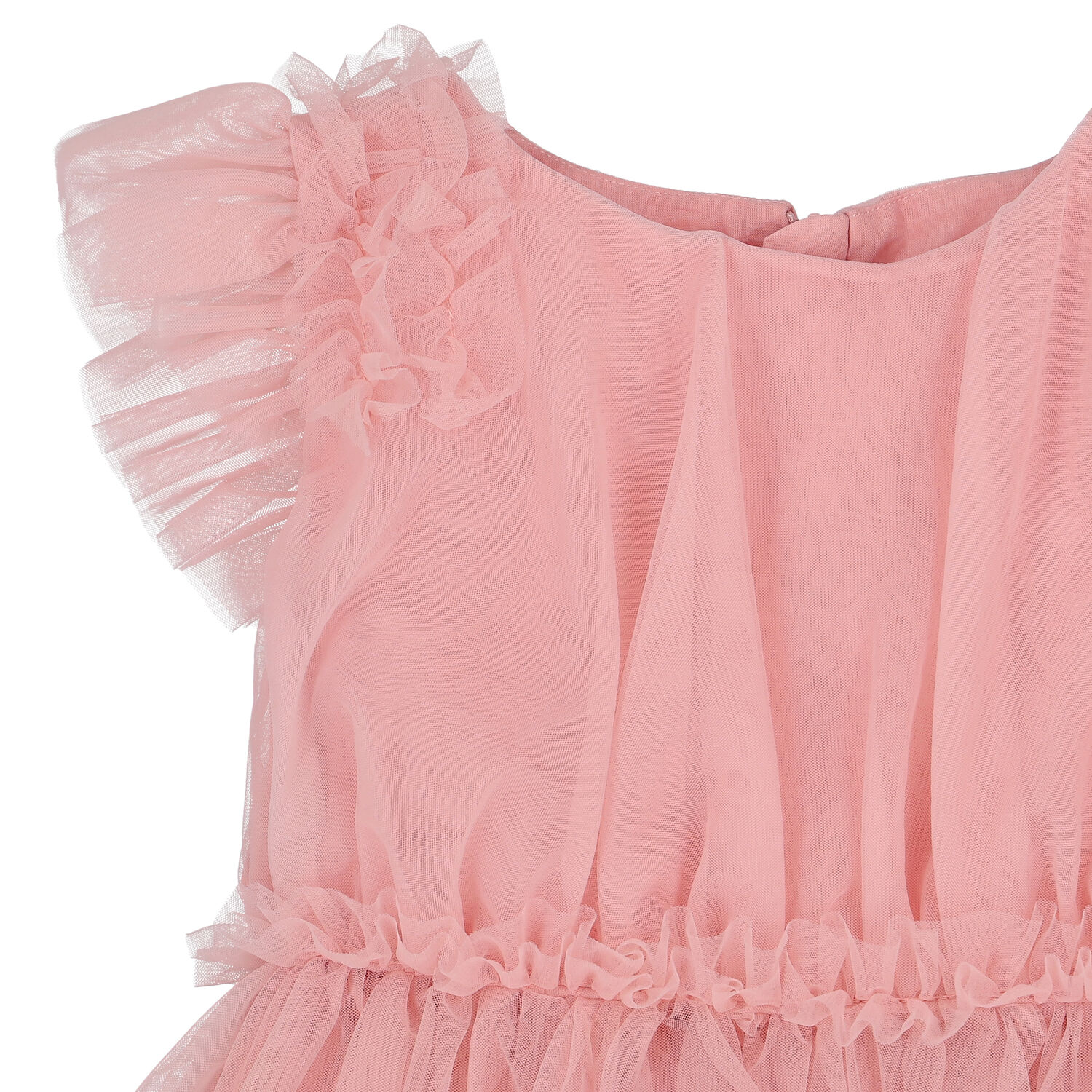 Girls Pink Ruffled Tulle Dress, 1, hi-res