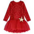 Girls Red Star Dress, 1, hi-res