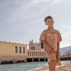 Boys Beige Geo Map Shorts, 1, hi-res