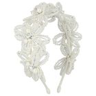 Girls White Embellished Crystal & Pearl Headband, 1, hi-res