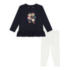 Baby Girls Navy Blue & Ivory Polo Bear Leggings Set, 1, hi-res