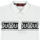 Younger Boys White & Black Logo Polo Shirt, 1, hi-res