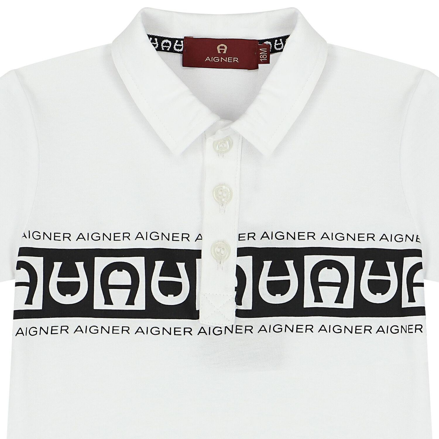 Younger Boys White & Black Logo Polo Shirt, 1, hi-res