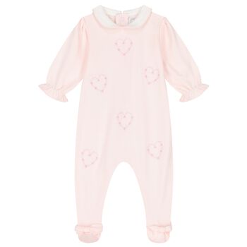 Baby Girls Pink & White Babygrow