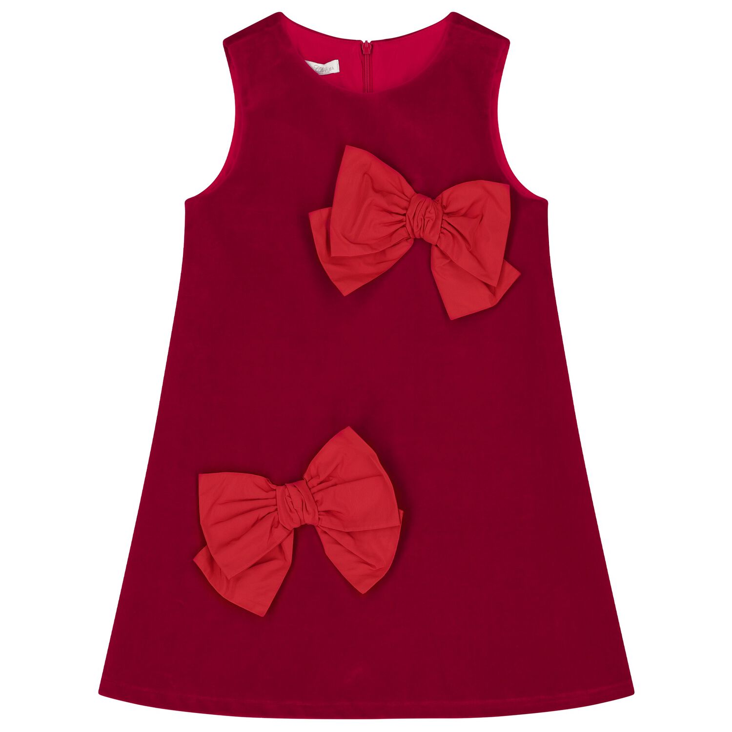 Girls Red Velvet Bow Dress, 1, hi-res image number null