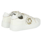 Girls White & Gold Logo Trainers, 1, hi-res