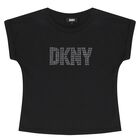 Girls Black Studded Logo T-Shirt, 1, hi-res