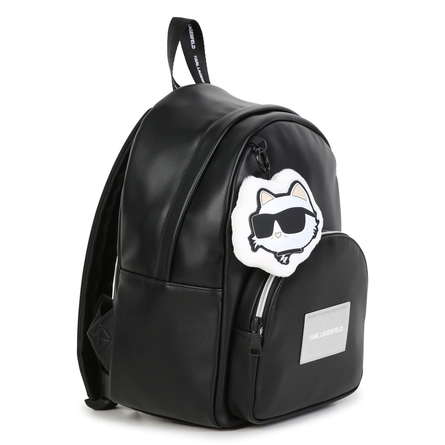 Mini Me Girls Black Choupette Leather Backpack ( 33cm ), 1, hi-res