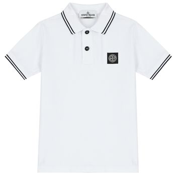 Boys White Logo Polo Shirt
